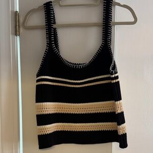 Striped Black and Cream Knit Tank Top